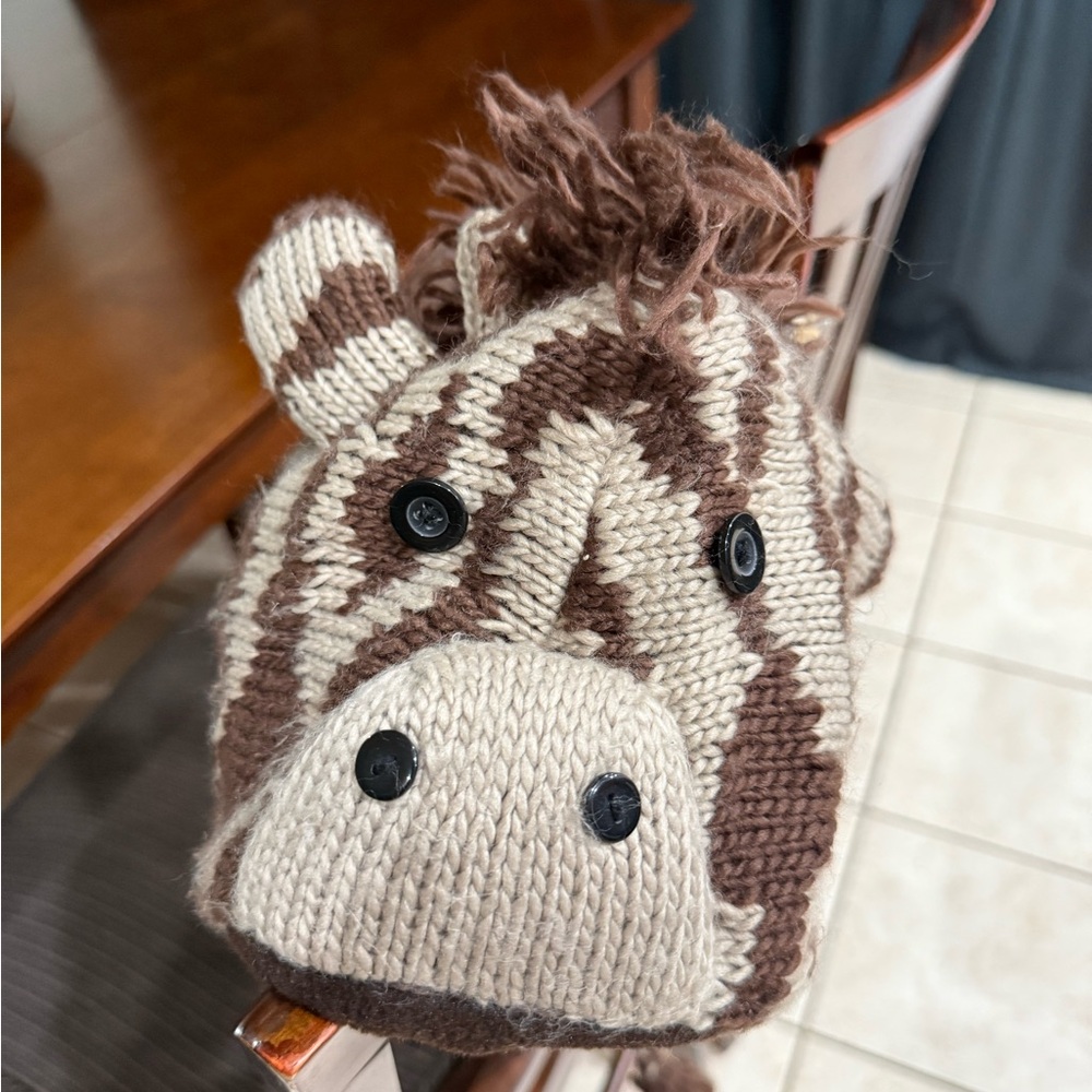 Icing Brown and Cream Zebra Knit Hat